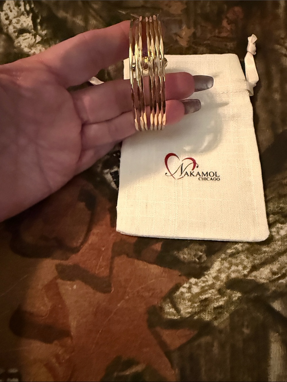 Nakamol Shiny Gold Rippled Bangle Bracelet Set